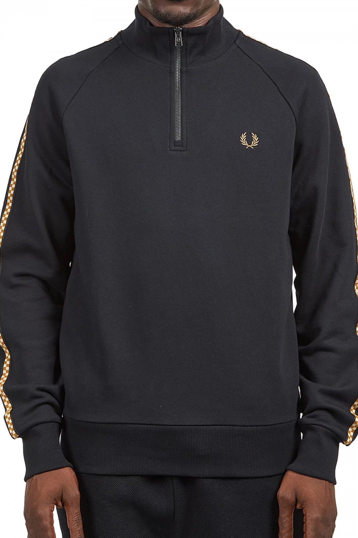 FRED PERRY CHEQUERBOARD TAPE HALF ZIP en color NEGRO (2)
