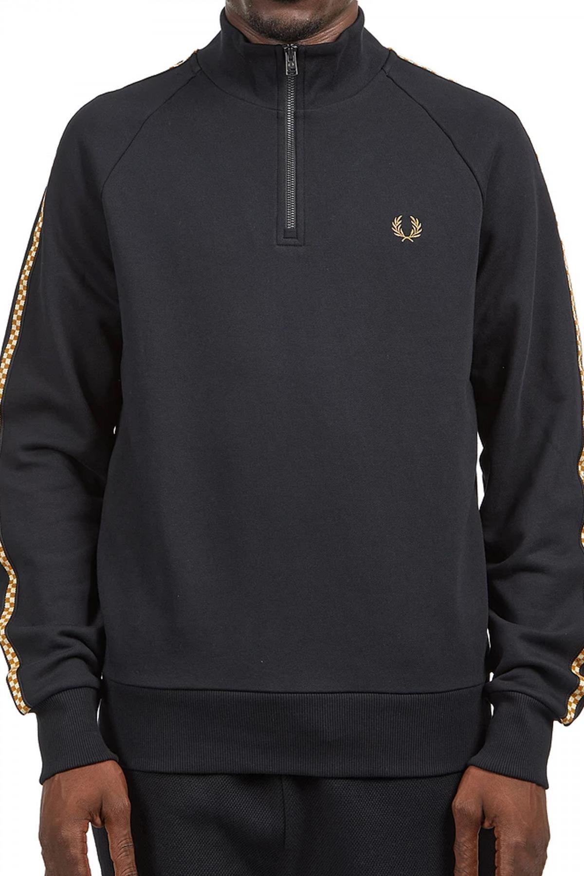 FRED PERRY CHEQUERBOARD TAPE HALF ZIP en color NEGRO (1)