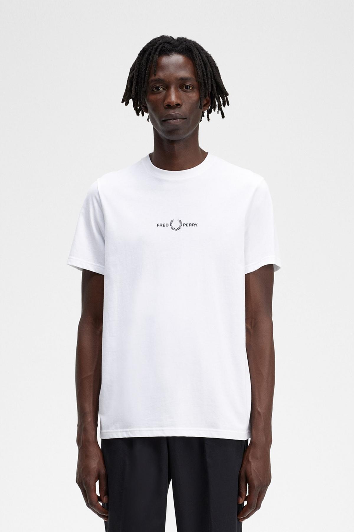 FRED PERRY EMBROIDERED T-SHIRT en color BLANCO (1)