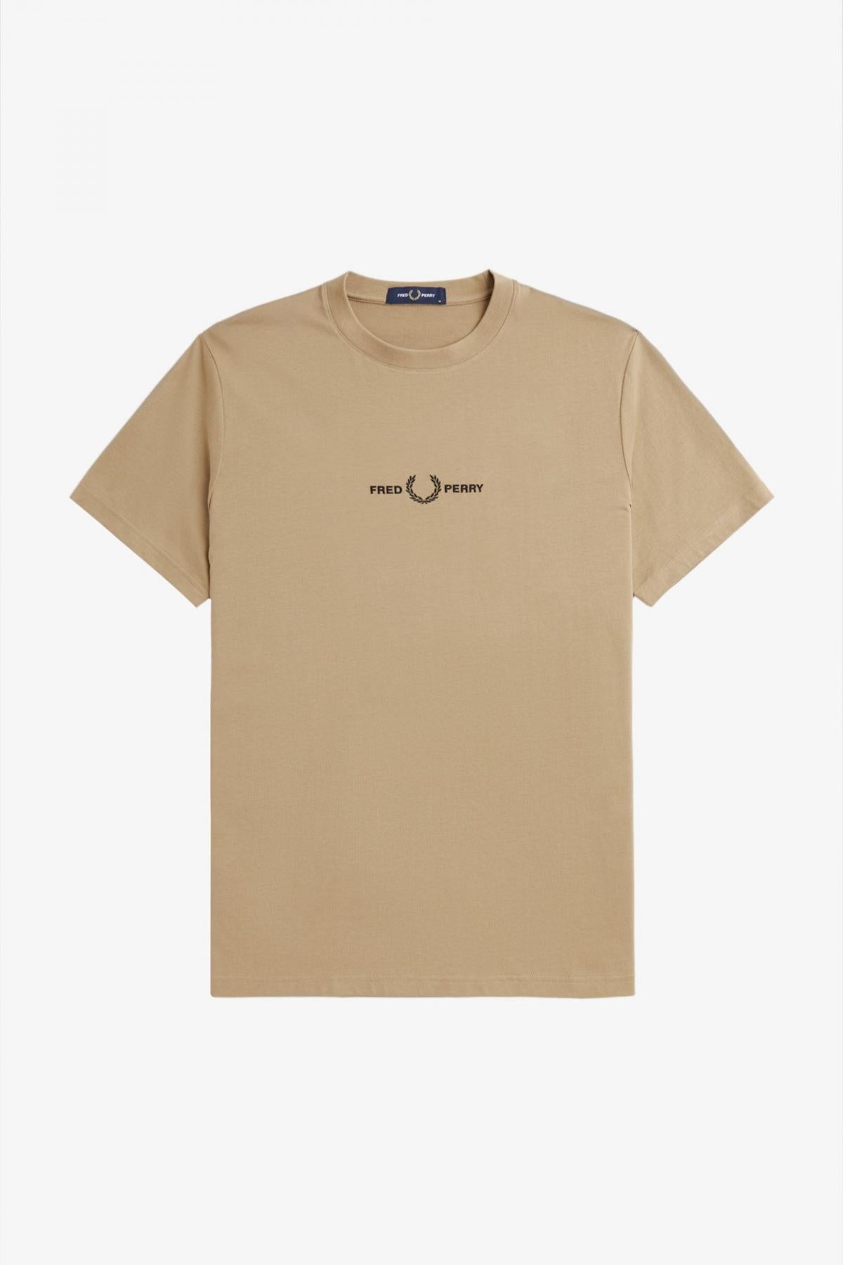 FRED PERRY EMBROIDERED T-SHIRT en color MARRON CLARO (2)
