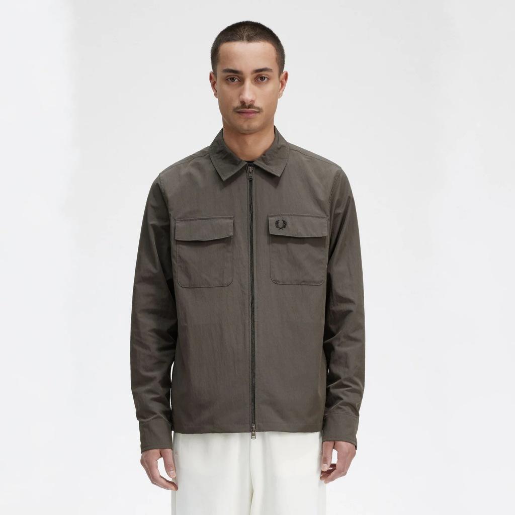 FRED PERRY ZIP OVERSHIRT en color VERDE (4)