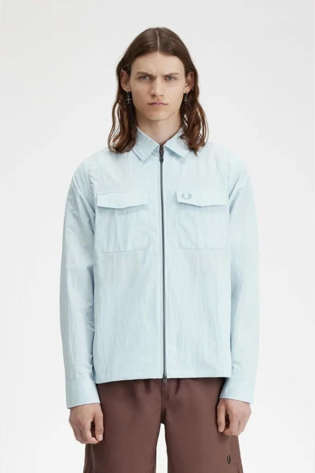 FRED PERRY ZIP OVERSHIRT en color AZUL (1)