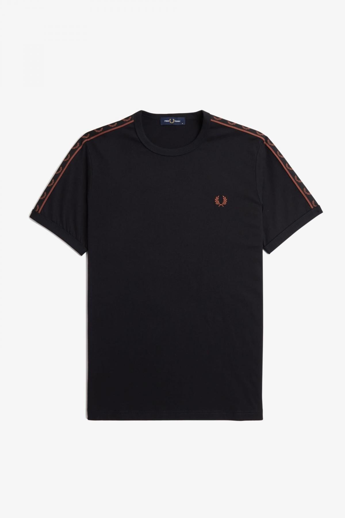 FRED PERRY CONTRAST TAPE RINGER T-SHIR en color NEGRO (2)