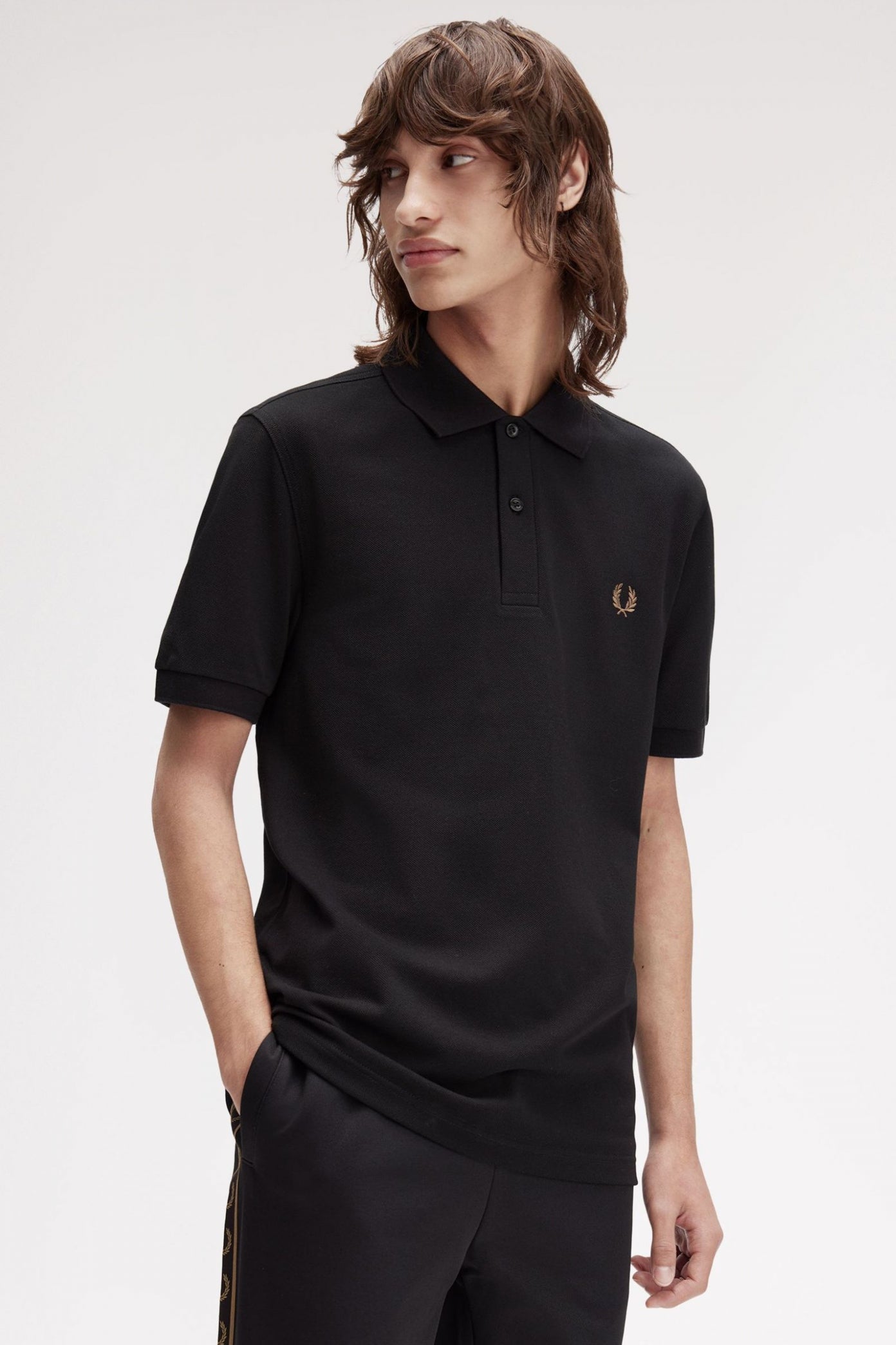 FRED PERRY PLAIN FRED PERRY SHIRT en color NEGRO (4)