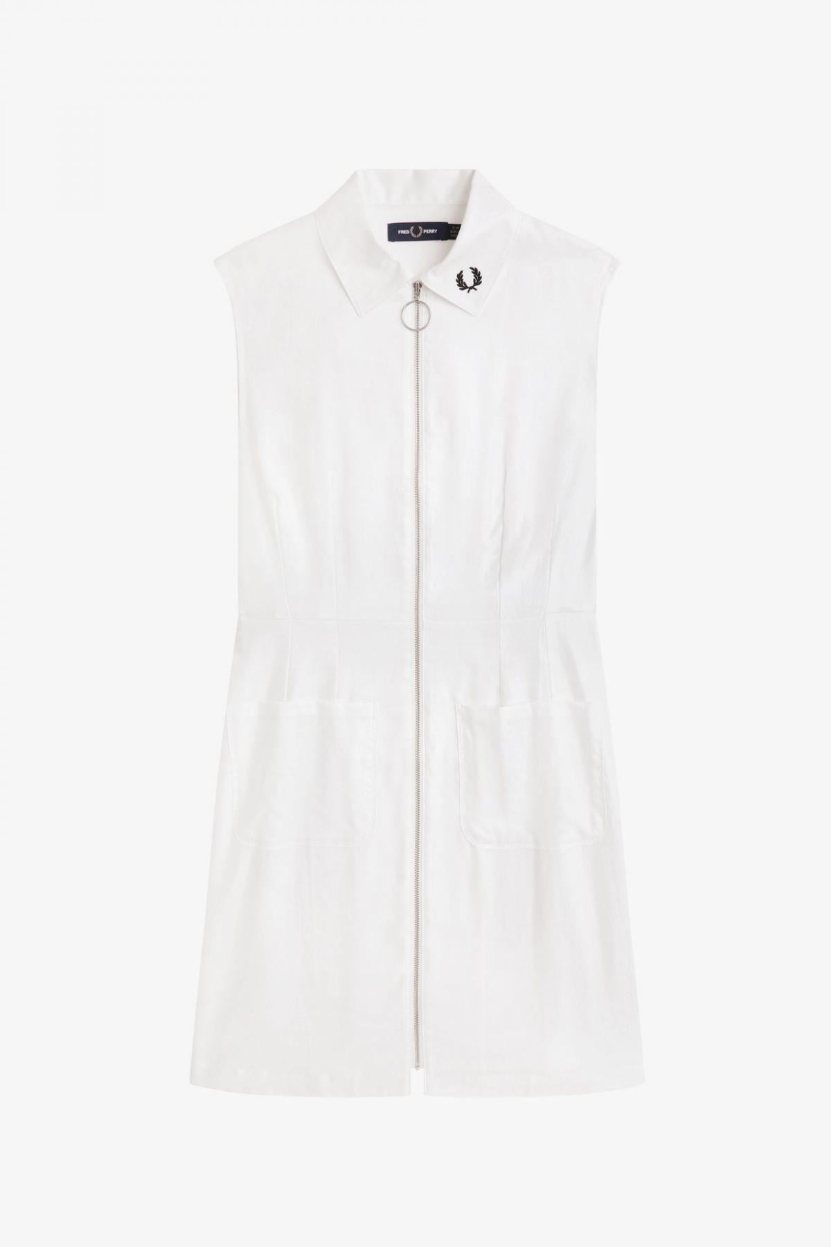FRED PERRY ZIP-THROUGH SHIRT DRESS en color BLANCO (2)