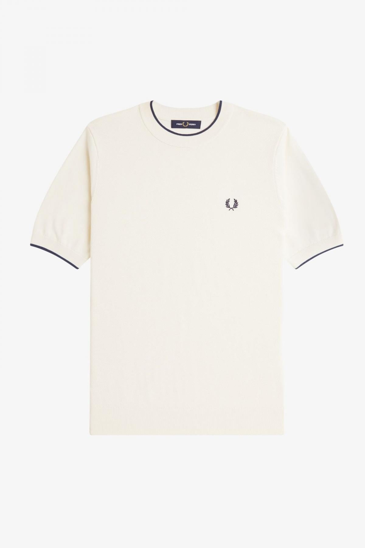 FRED PERRY TEXTURE FRONT KNITTED T-SHI en color BEIS (2)