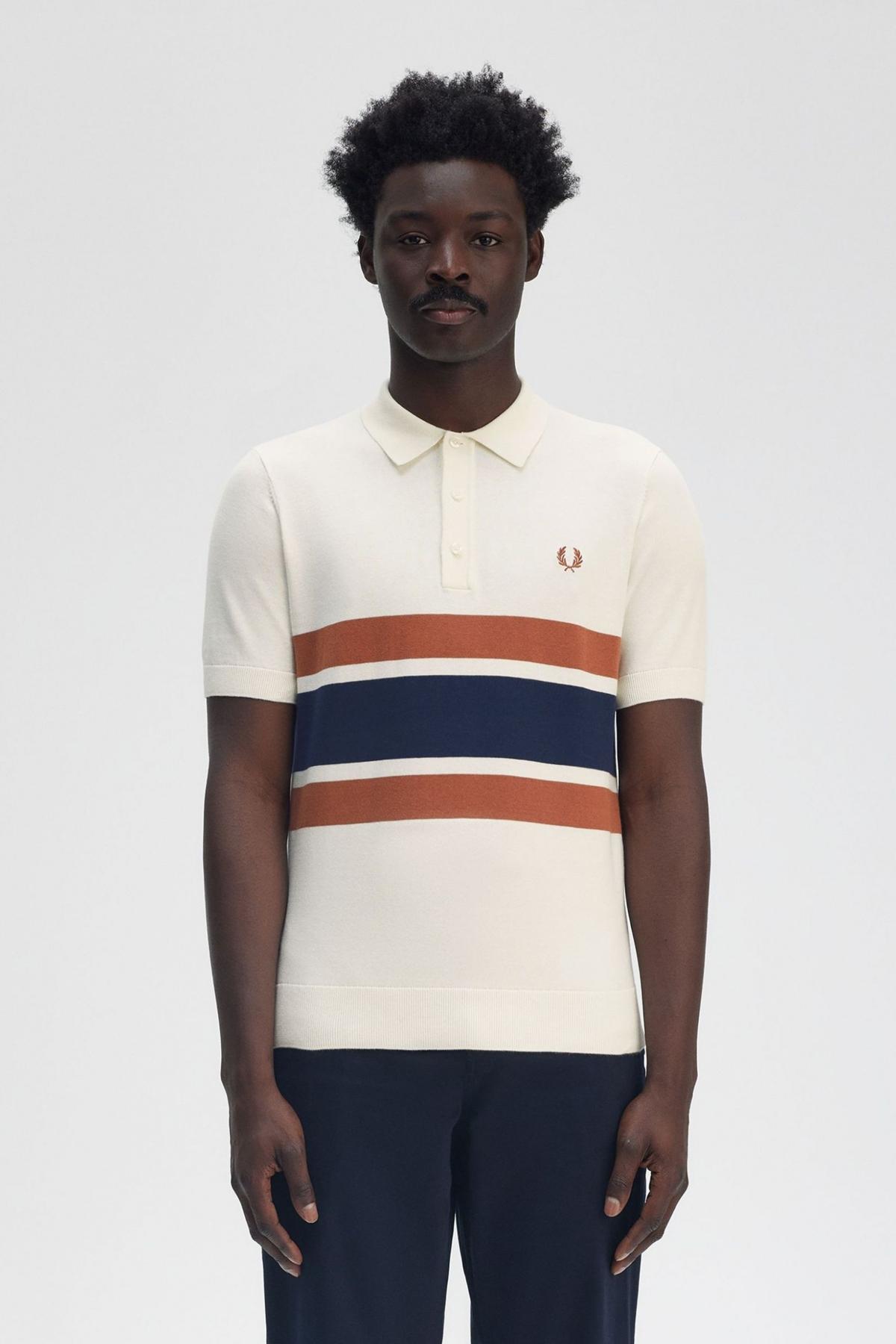 FRED PERRY PANELLED KNITTED SHIRT en color BEIS (1)