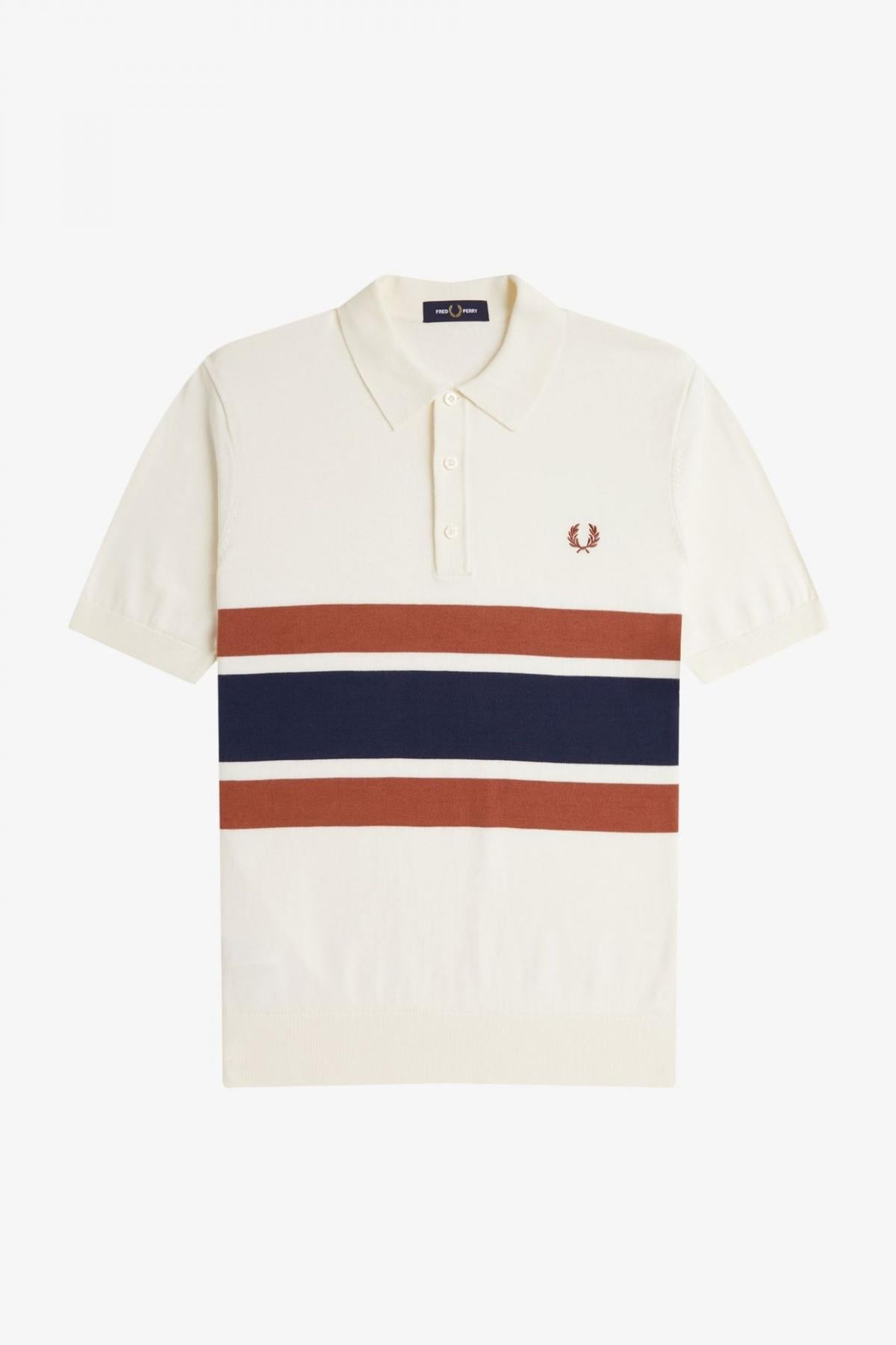 FRED PERRY PANELLED KNITTED SHIRT en color BEIS (2)