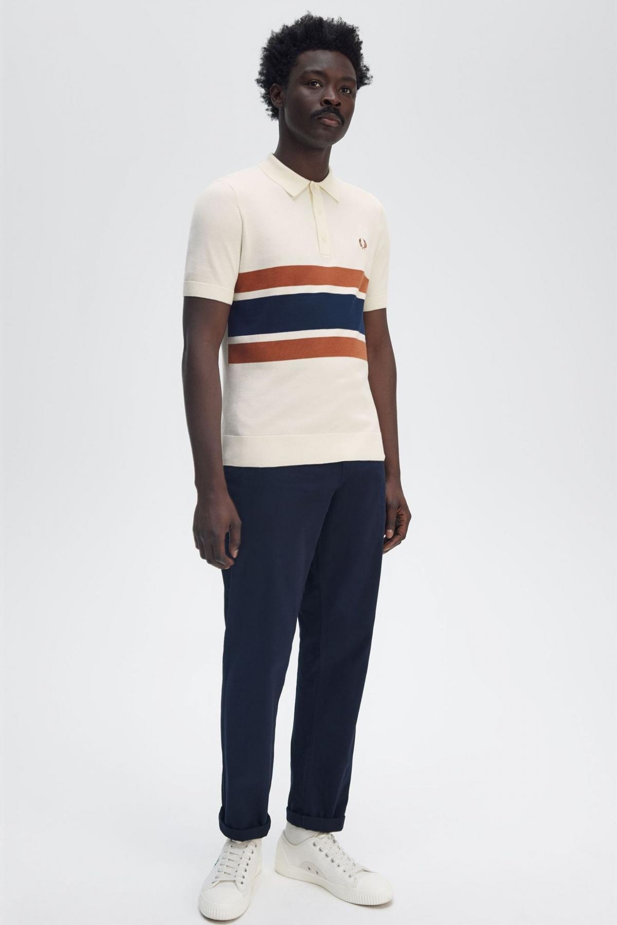 FRED PERRY PANELLED KNITTED SHIRT en color BEIS (4)