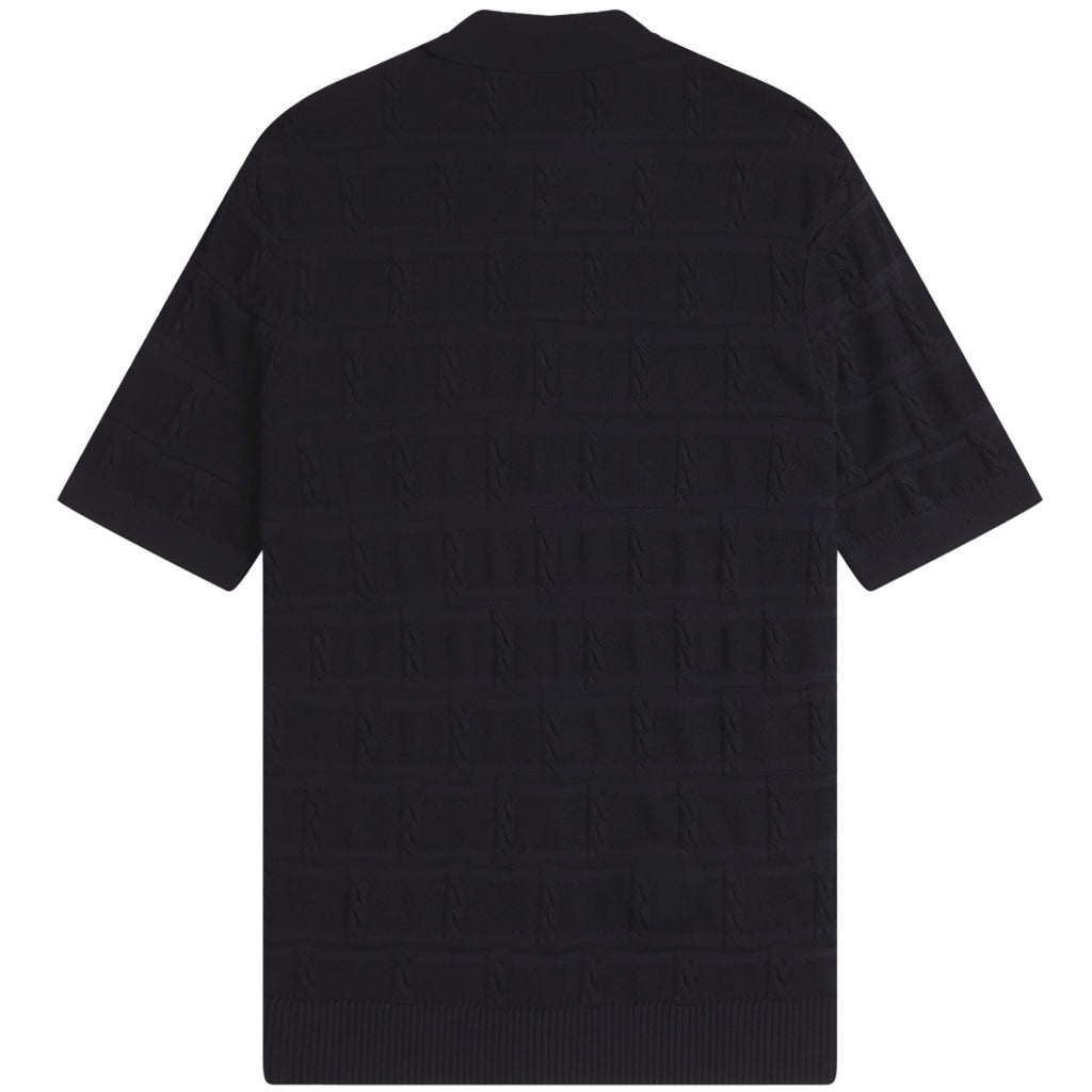 FRED PERRY CABLE DETAIL KNITTED SHIRT en color NEGRO (5)