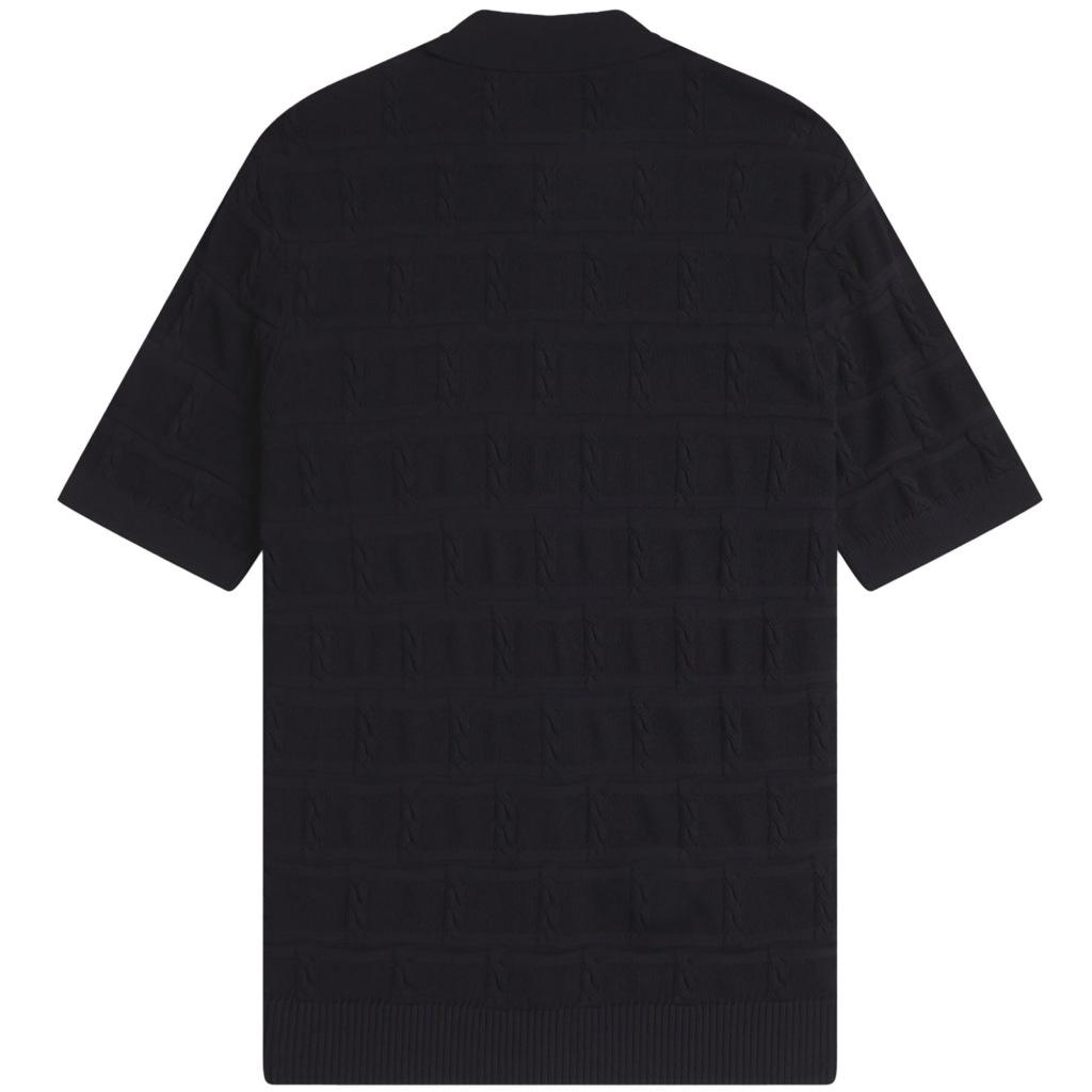 FRED PERRY CABLE DETAIL KNITTED SHIRT en color NEGRO (5)
