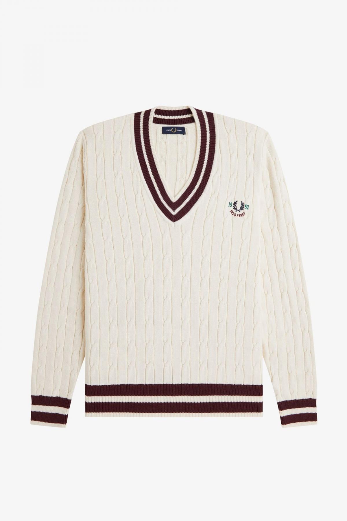 FRED PERRY CABLE KNIT TENNIS JUMPER en color BEIS (2)