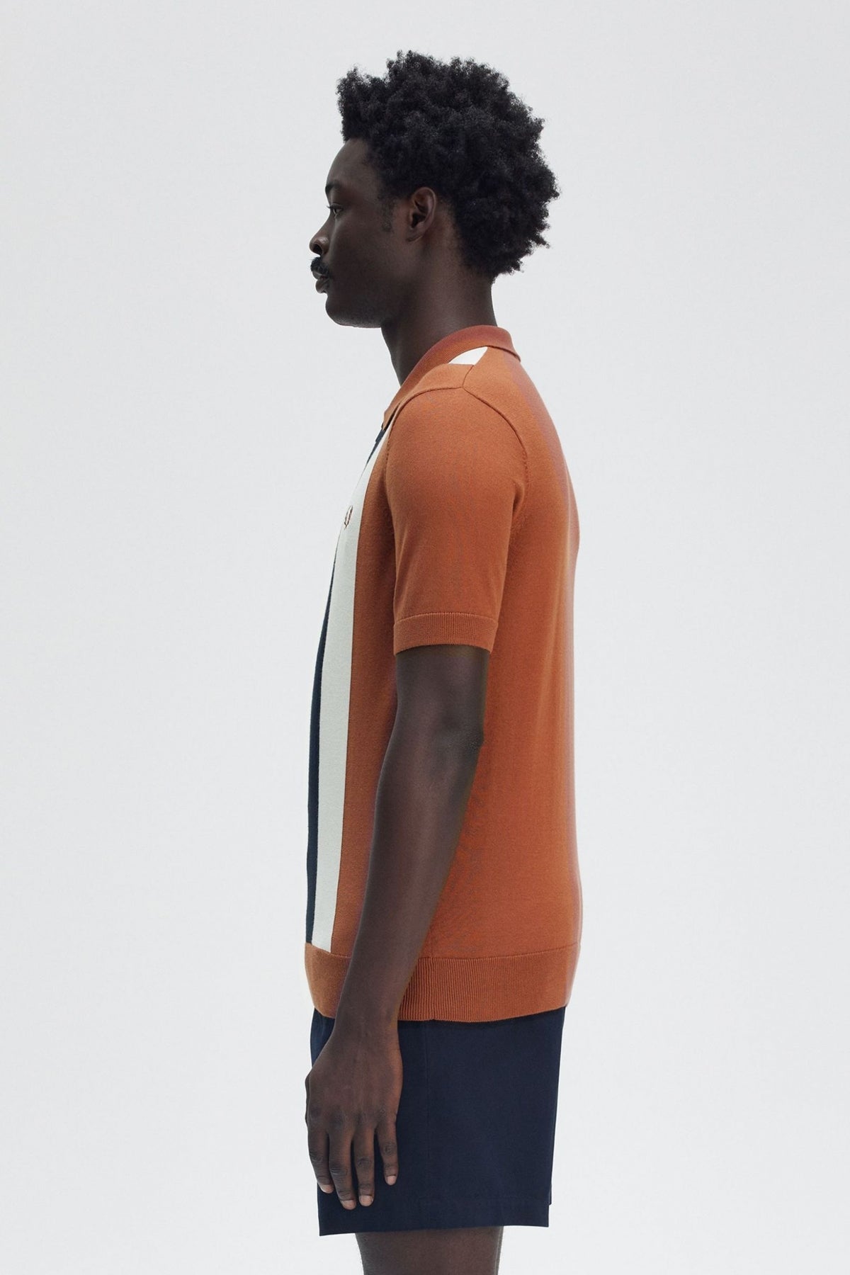 FRED PERRY VERTICAL STRIPE ZIP NECK SH en color MARRON (3)