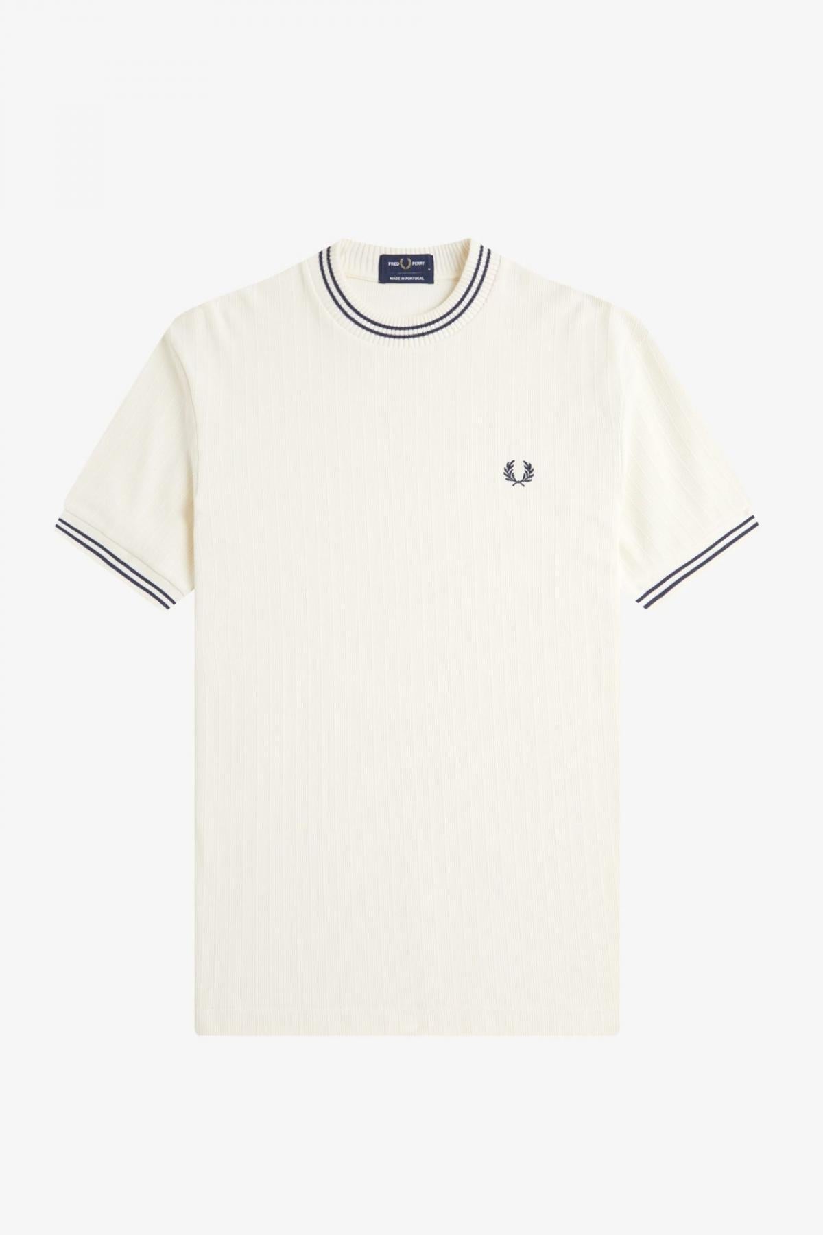 FRED PERRY RIBBED JERSEY T-SHIRT en color BLANCO (2)