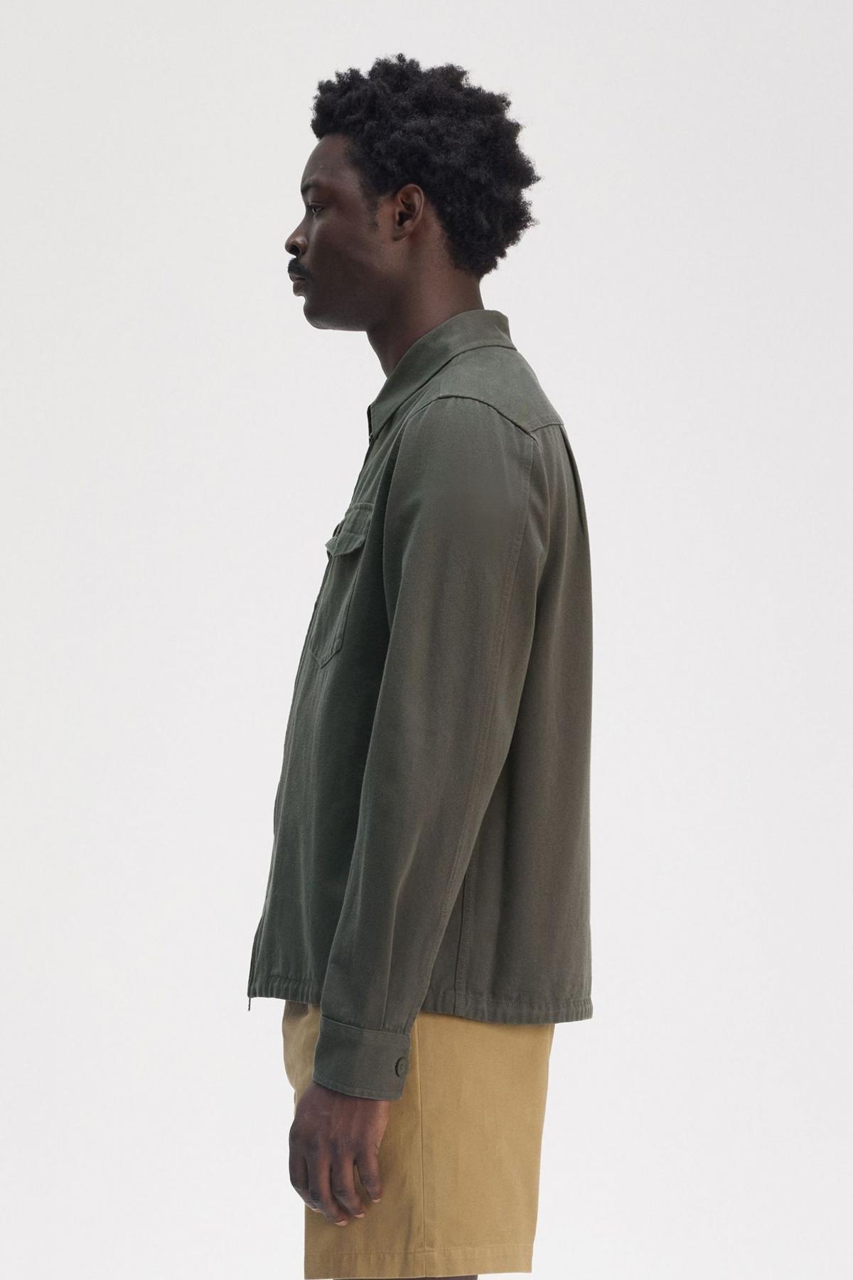 FRED PERRY TWILL ZIP-THROUGH OVERSHIRT en color VERDE (3)