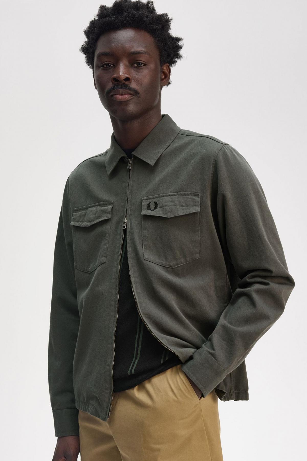 FRED PERRY TWILL ZIP-THROUGH OVERSHIRT en color VERDE (4)