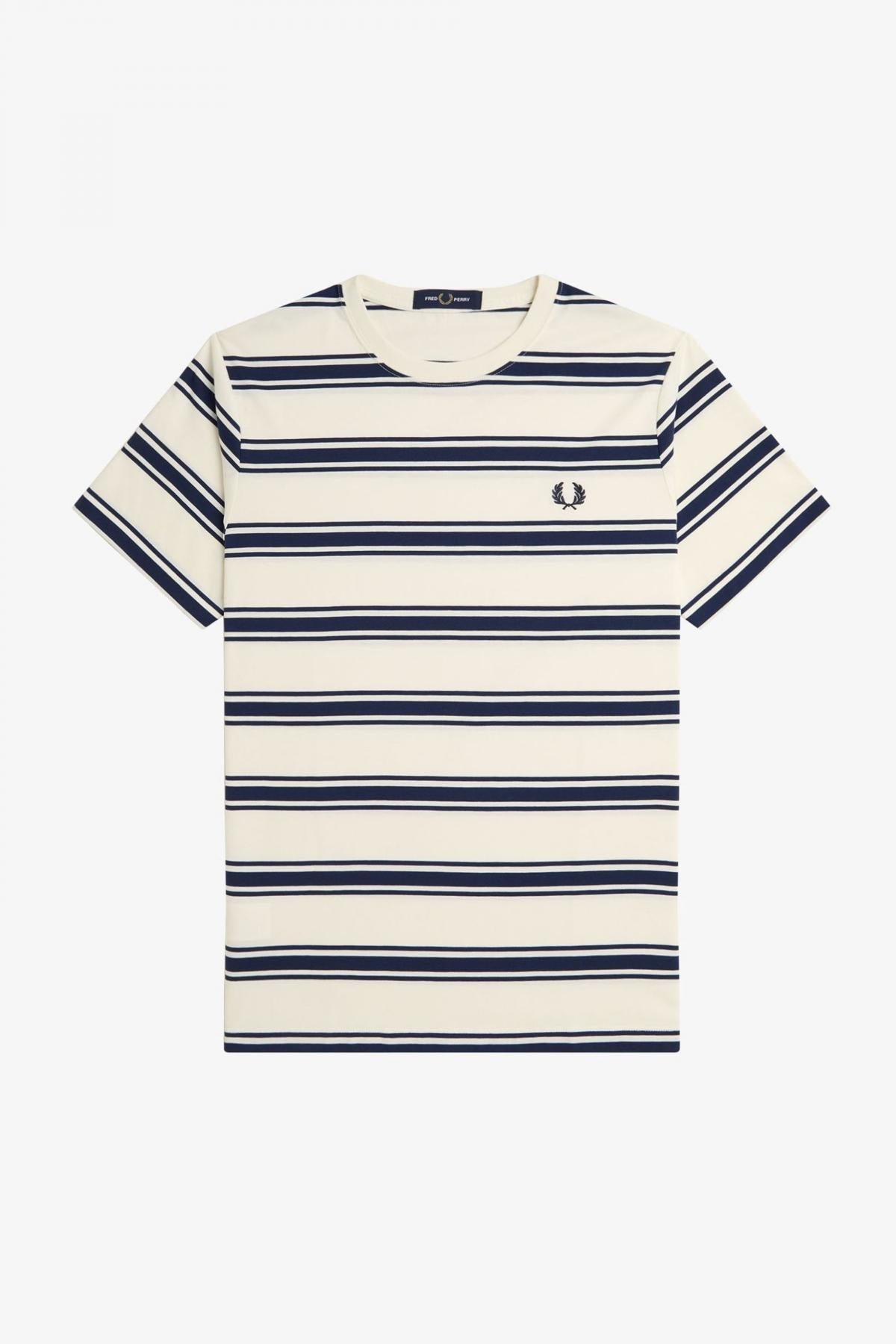 FRED PERRY FINE STRIPE T-SHIRT en color BLANCO (2)