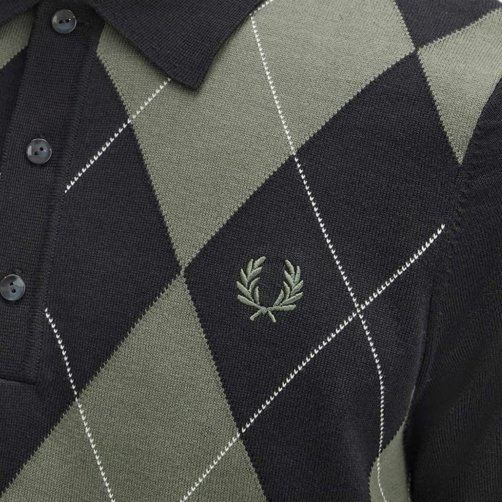 FRED PERRY ARGYLE KNITTED SHIRT en color VERDE (6)