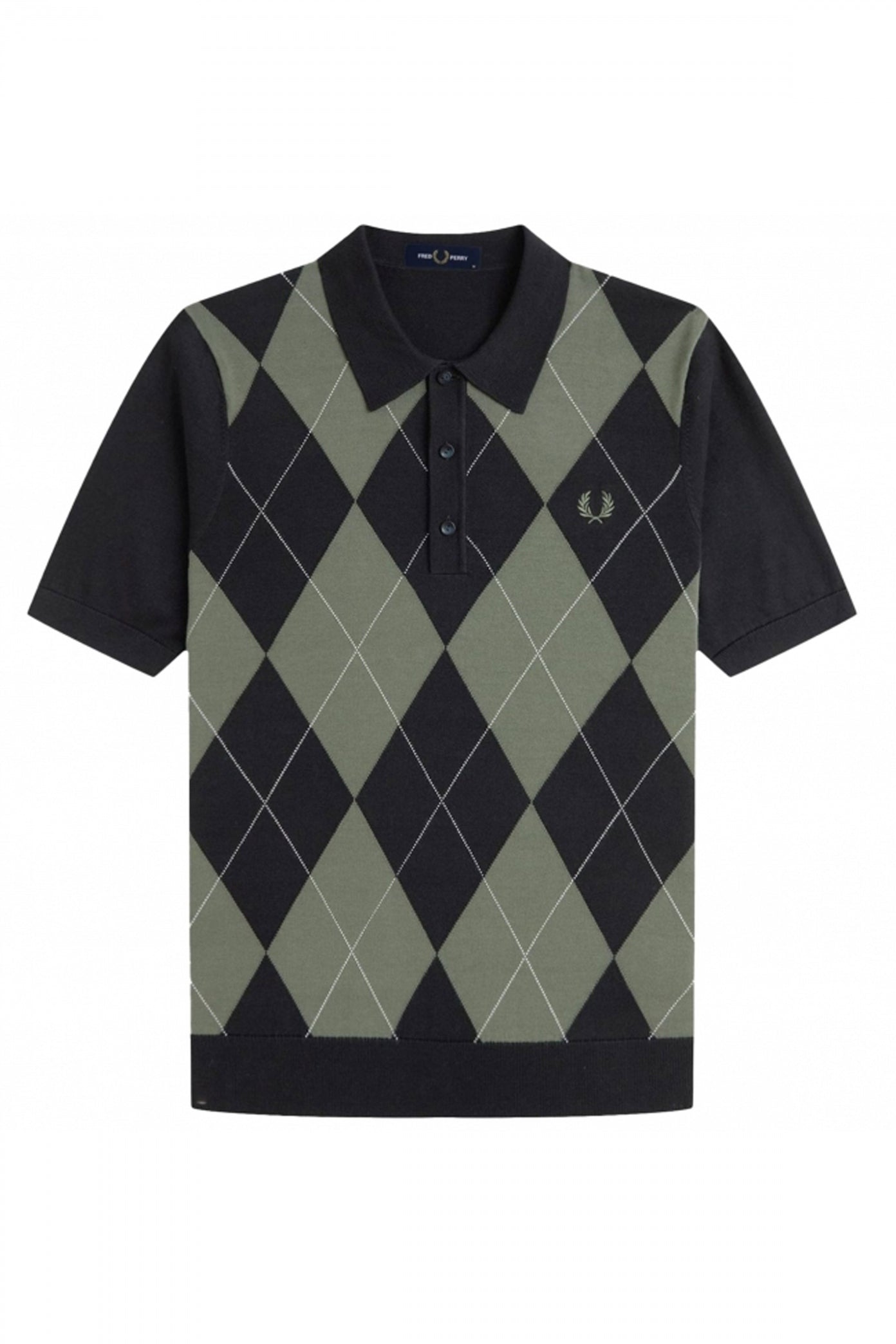 FRED PERRY ARGYLE KNITTED SHIRT en color VERDE (1)