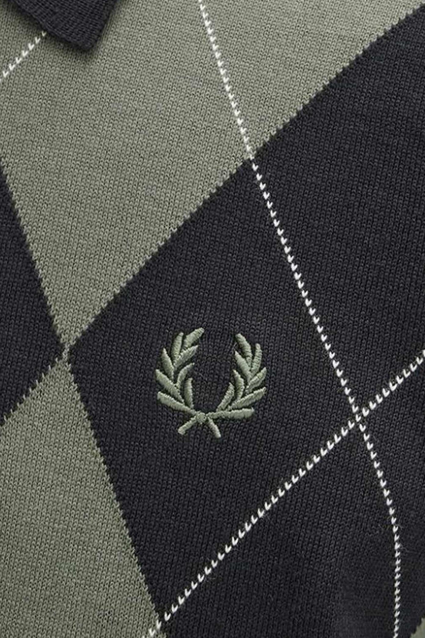 FRED PERRY ARGYLE KNITTED SHIRT en color VERDE (3)