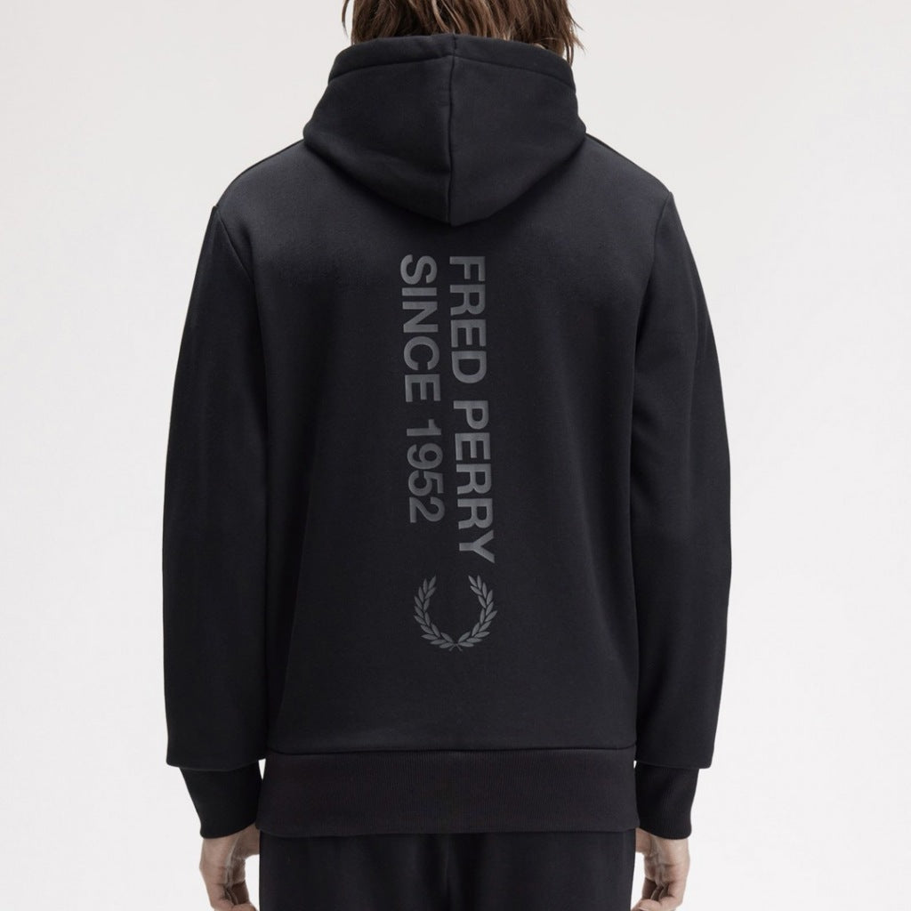 FRED PERRY BRANDING HOODED SWEATS en color NEGRO (5)