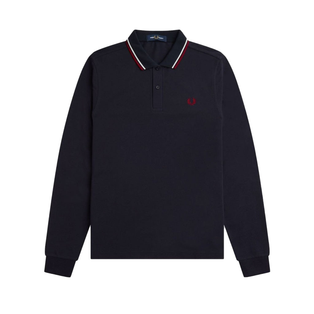 FRED PERRY LS TWIN TIPPED SHIRT en color NEGRO (4)