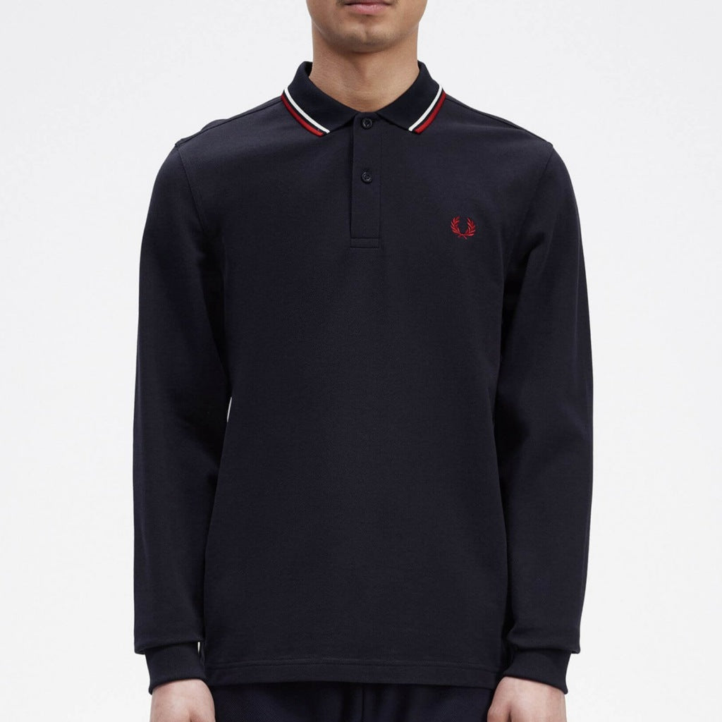 FRED PERRY LS TWIN TIPPED SHIRT en color NEGRO (5)