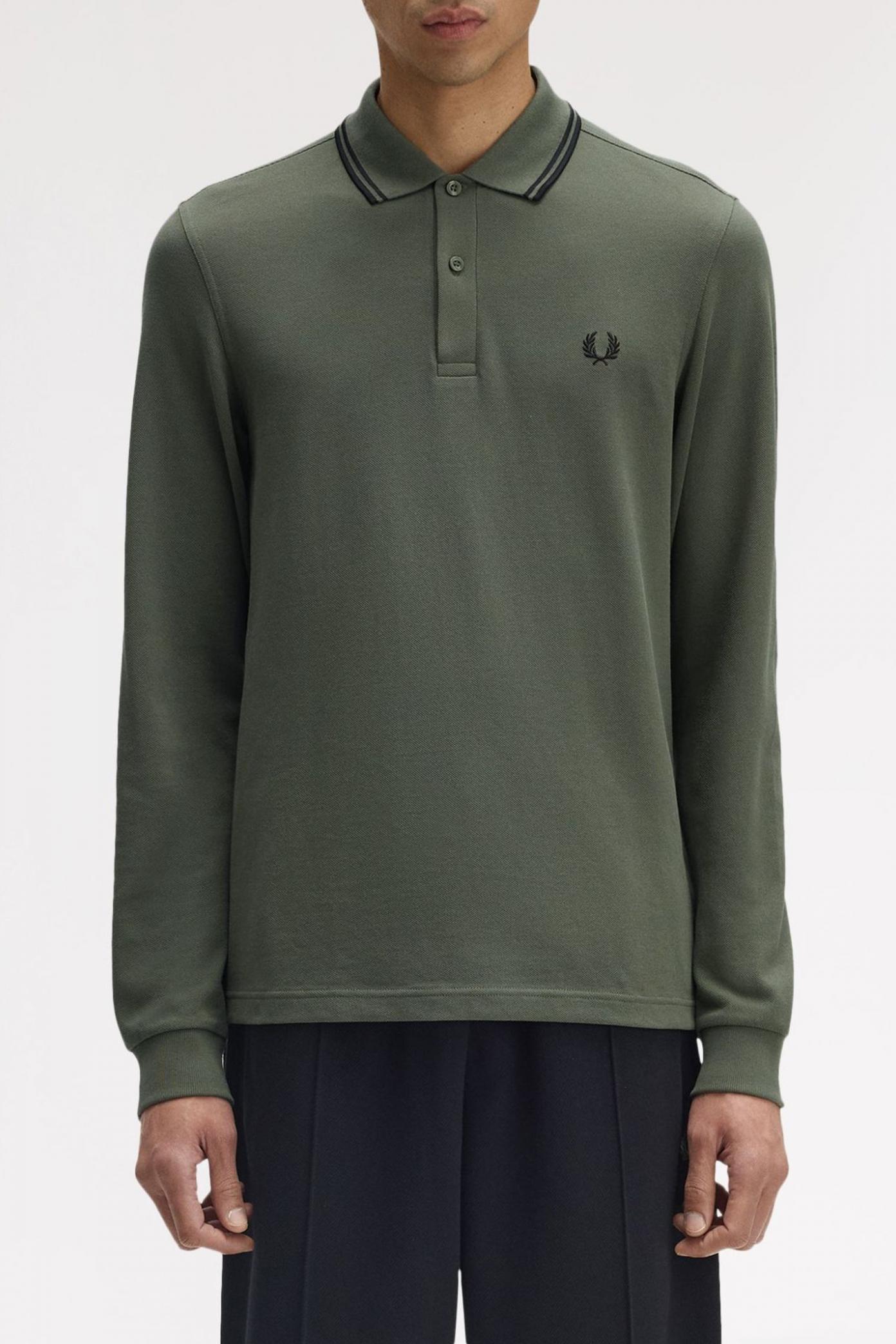 FRED PERRY LS TWIN TIPPED SHIRT en color VERDE (1)