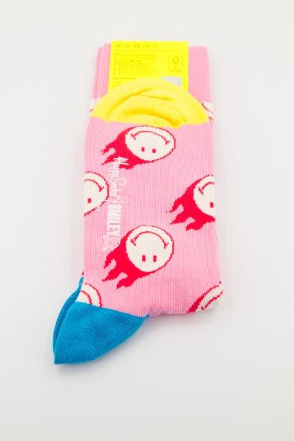 HAPPY SOCKS SUPER SMAILEY en color ROSA (2)