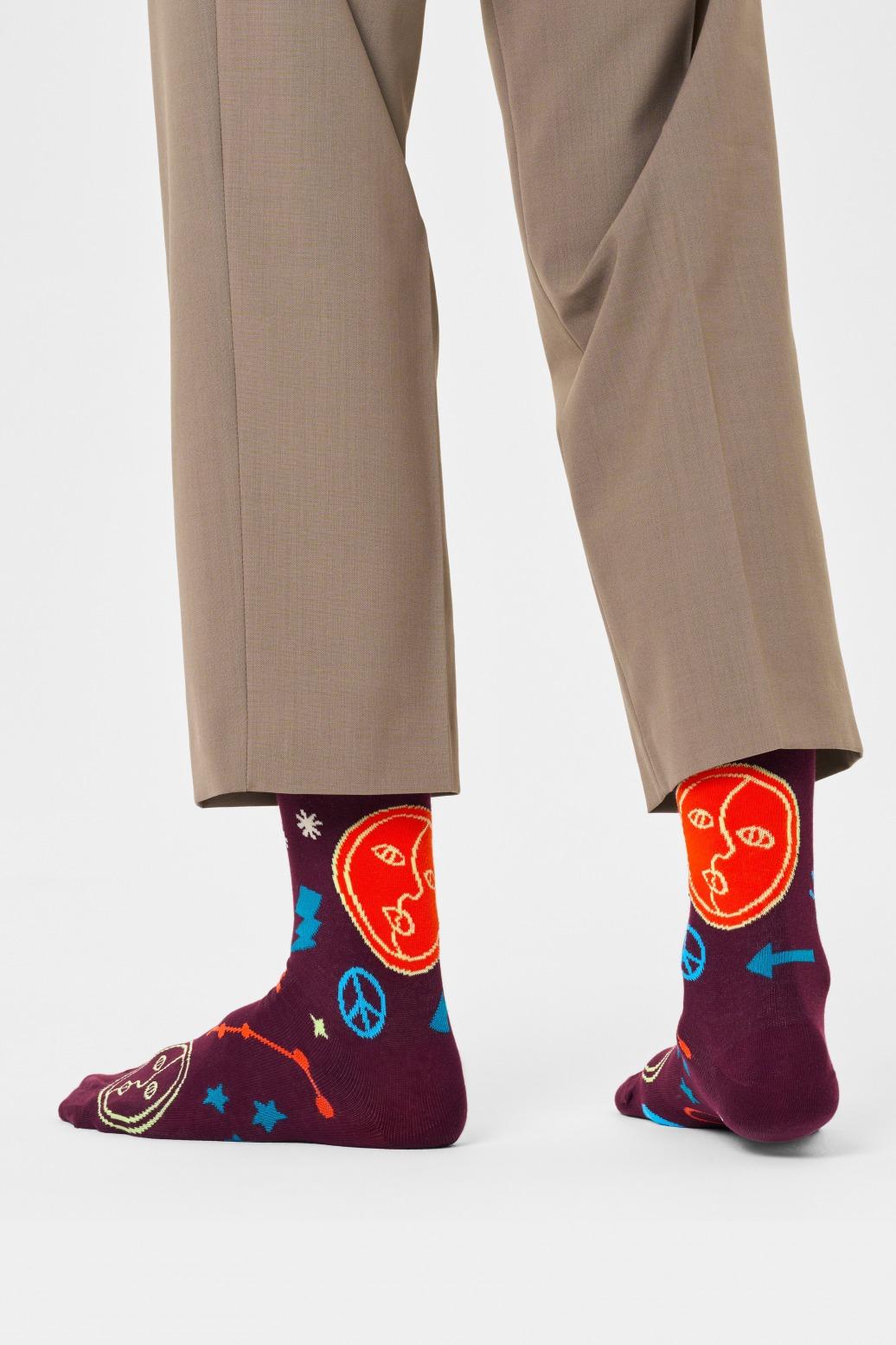 HAPPY SOCKS GEMINI SOCK en color BURDEOS (2)