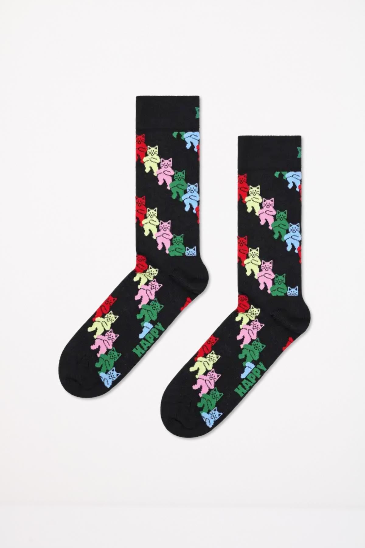 HAPPY SOCKS DANCING CATS en color NEGRO (1)