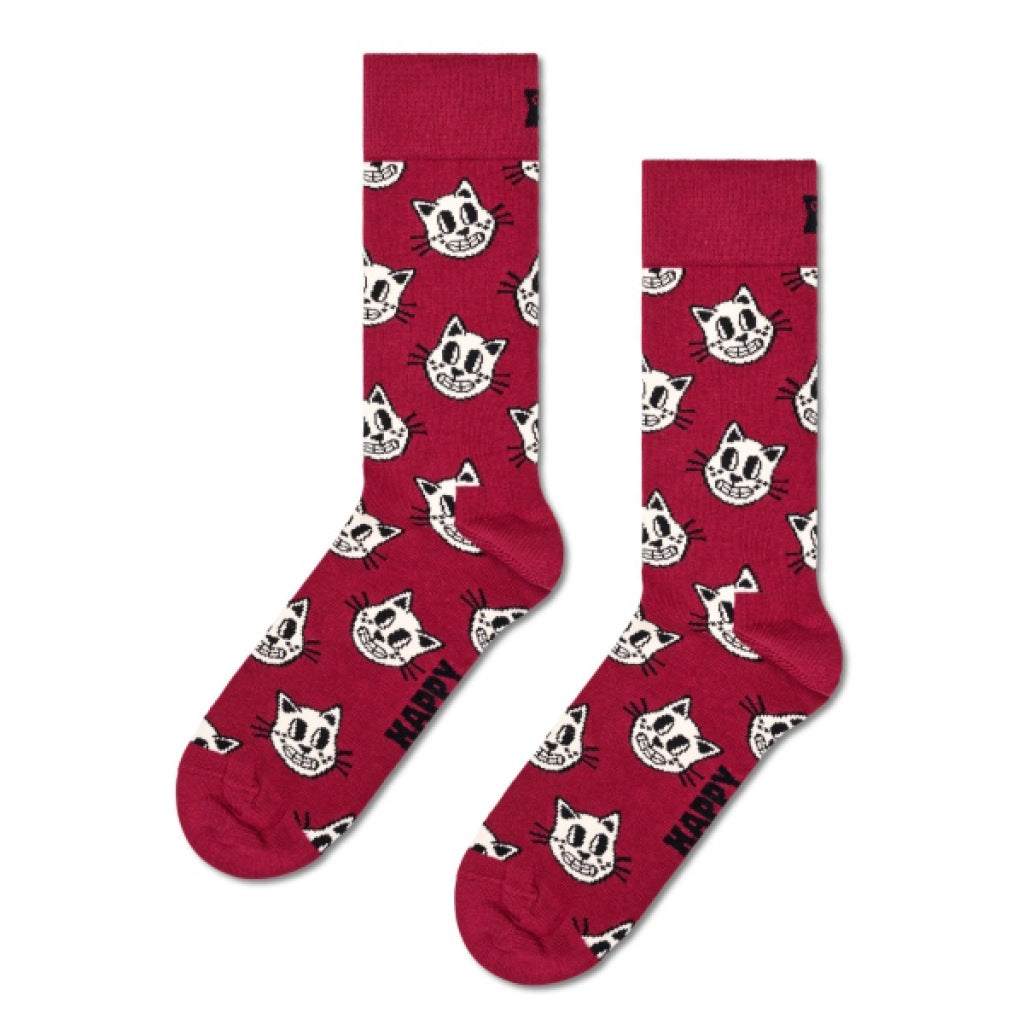 HAPPY SOCKS CAT SOCK en color BURDEOS (5)