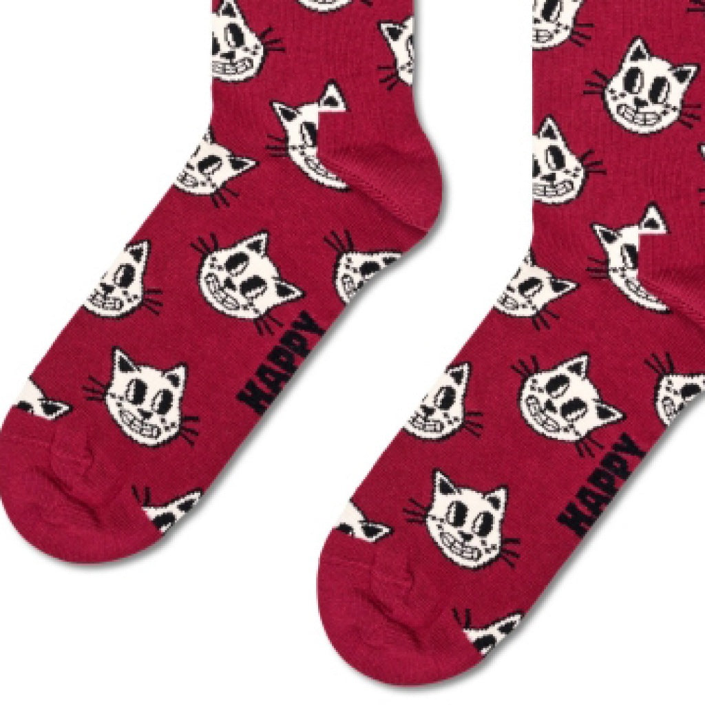 HAPPY SOCKS CAT SOCK en color BURDEOS (6)