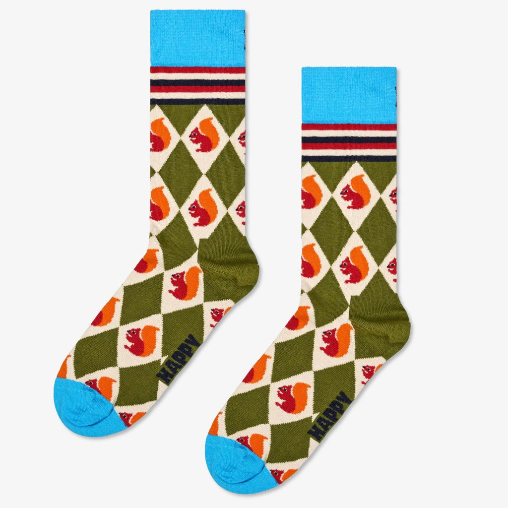 HAPPY SOCKS SQUIRREL ARGYLE SOCK en color VERDE (3)