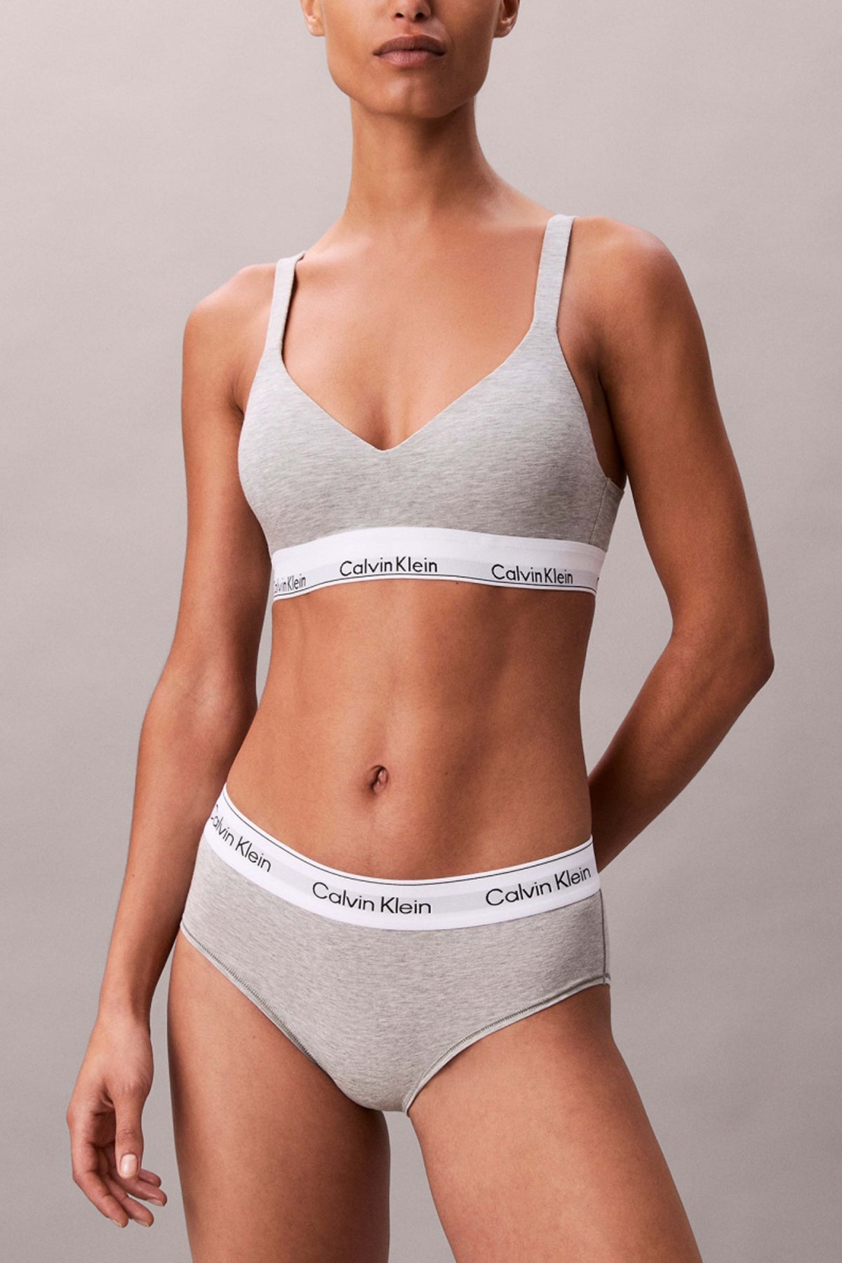 CALVIN KLEIN LIFT BRALETTE ICON COTTON MODAL en color GRIS (3)