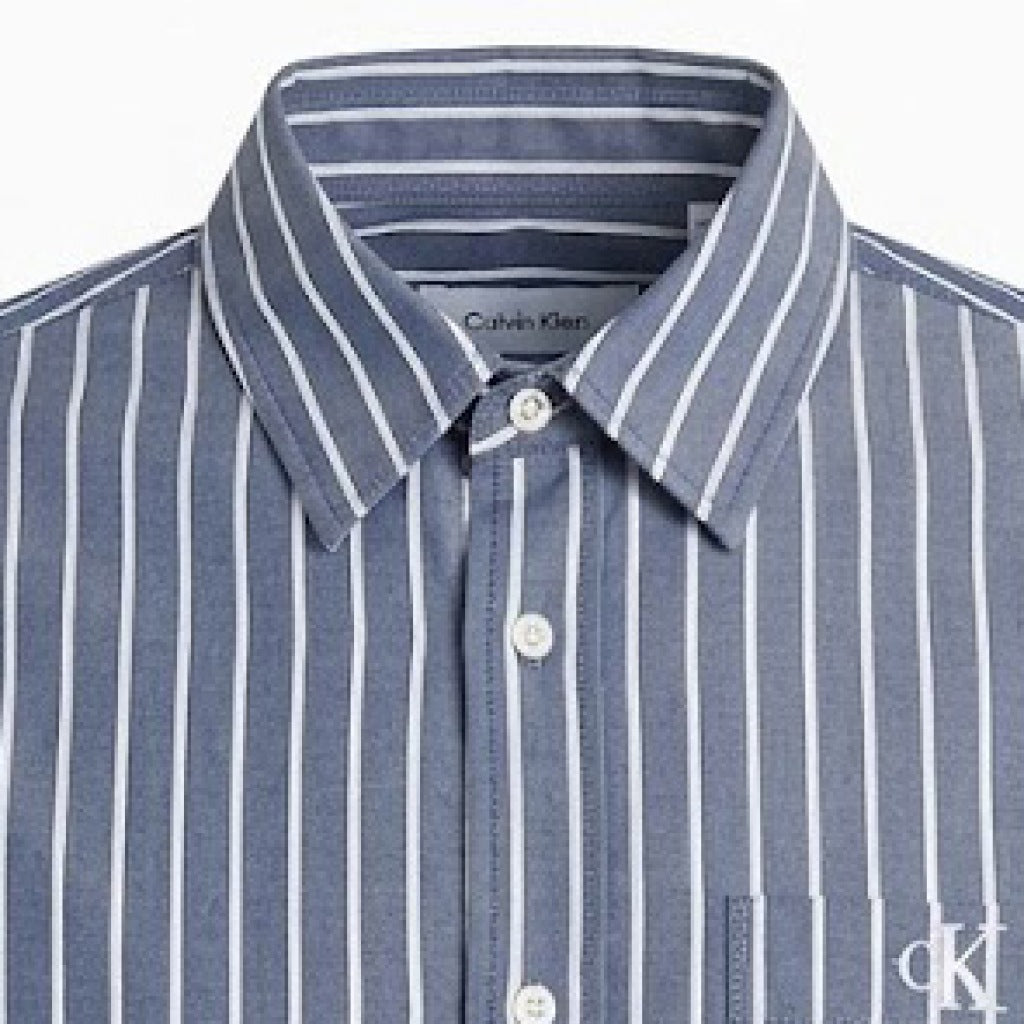 CALVIN KLEIN LVRFG STRIPE WASHED POPLIN RLX en color AZUL (5)