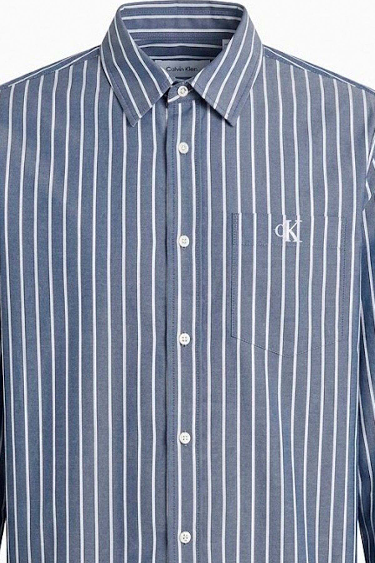 CALVIN KLEIN LVRFG STRIPE WASHED POPLIN RLX en color AZUL (3)