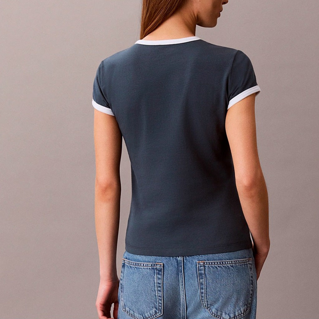 CALVIN KLEIN LVGG SS SLIM LOGO RINGER TEE en color AZUL (5)