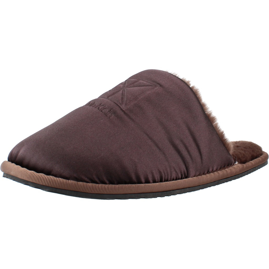 CALVIN KLEIN HWHW HOTEL SLIPPER SATIN en color MARRON (1)