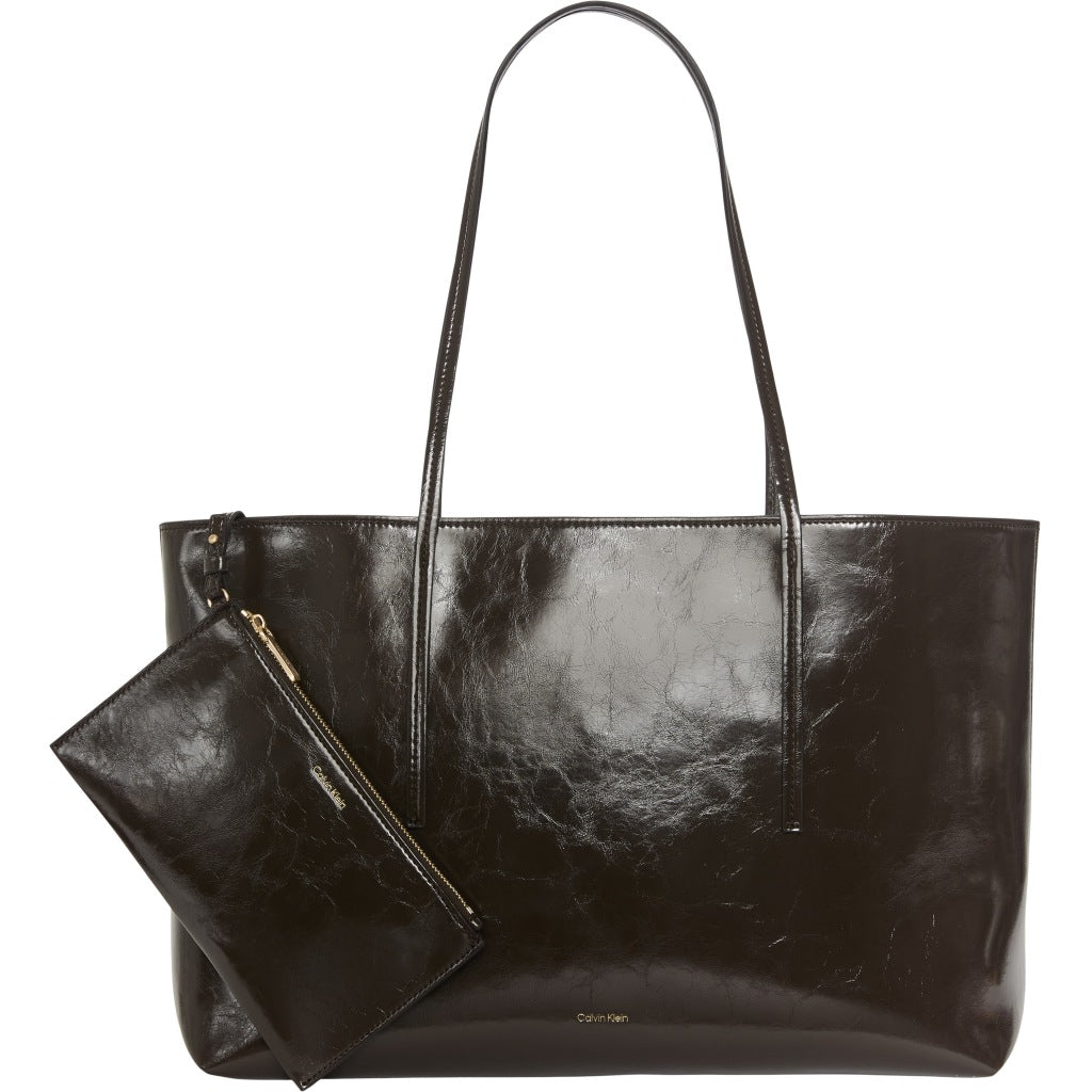 CALVIN KLEIN LVFG FOIL LOGO GLOSSY TOTE PO en color MARRON (6)