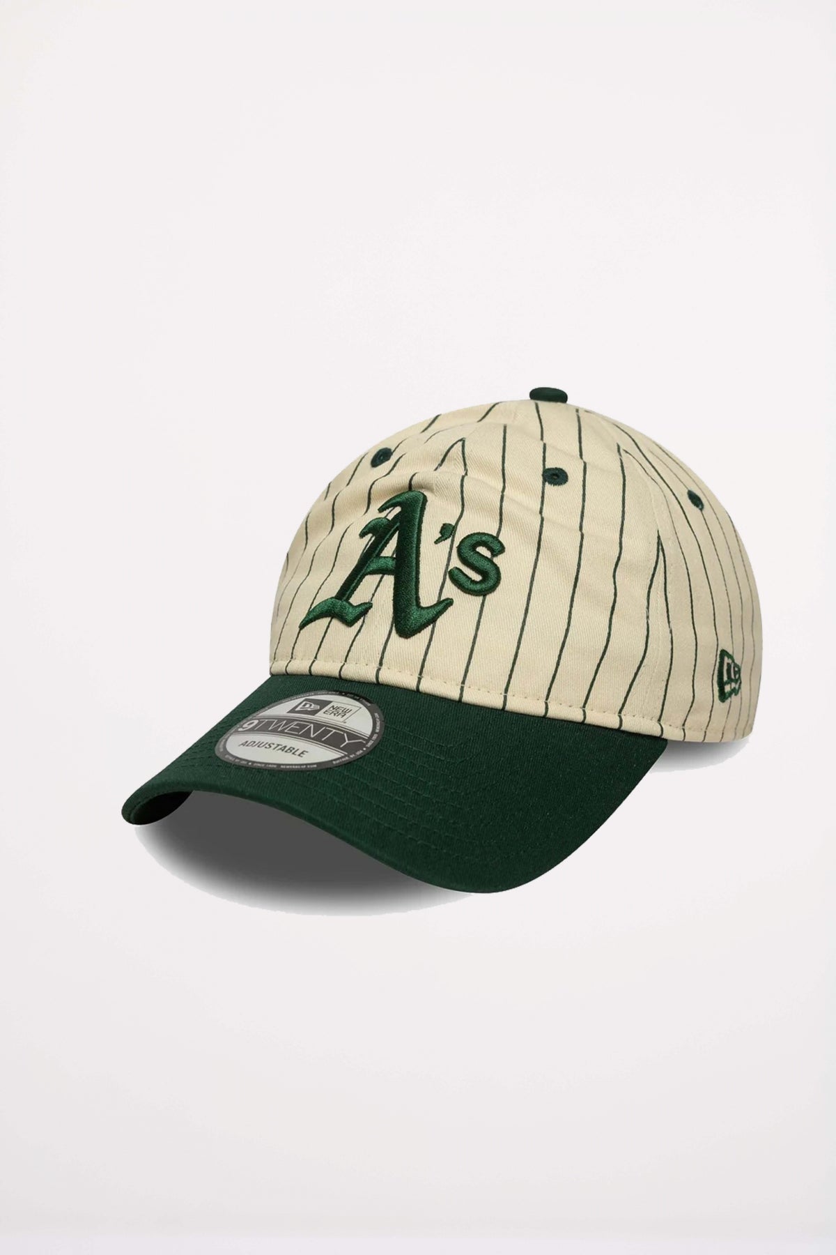 NEW ERA OAKLAND ATHLETICS MLB PINSTRIPE DARK GREEN TWENTY en color BEIS (1)