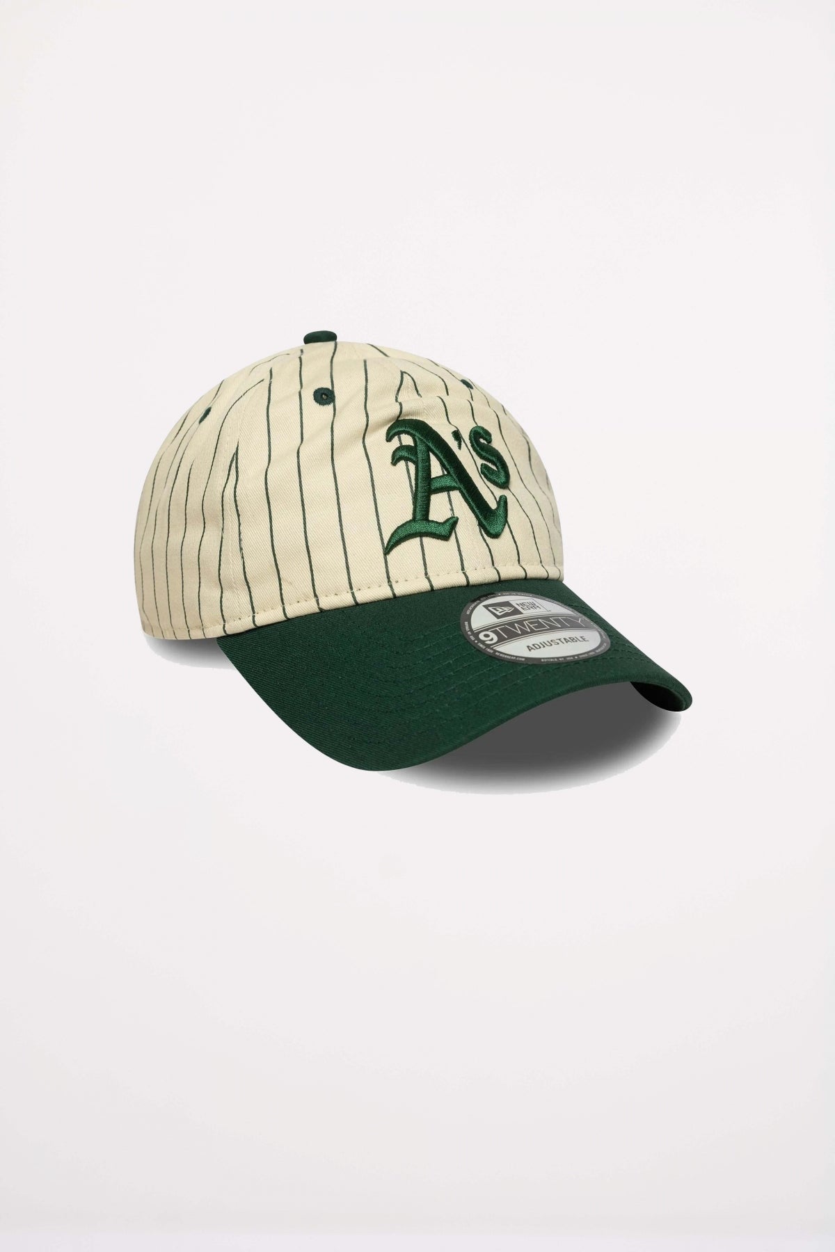 NEW ERA OAKLAND ATHLETICS MLB PINSTRIPE DARK GREEN TWENTY en color BEIS (3)