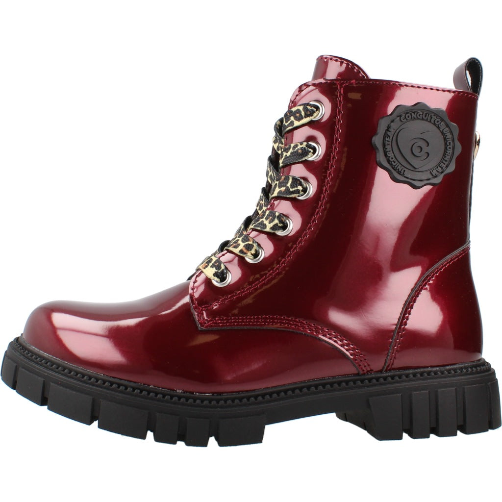 CONGUITOS COSH MILITARY BOOTS PATENT en color BURDEOS (2)