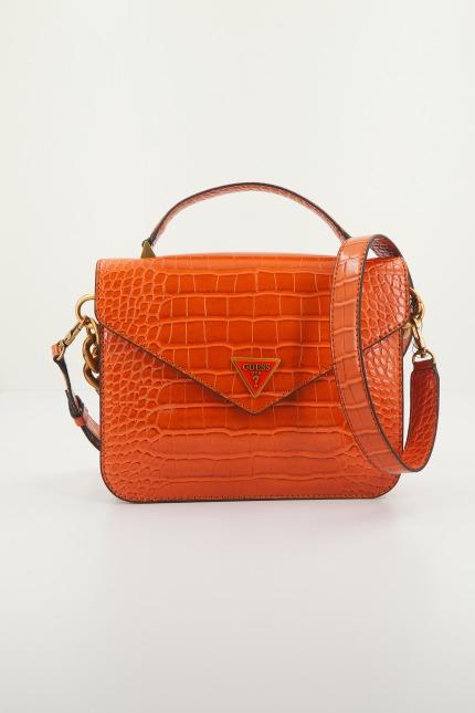 GUESS RETOUR TOP HANDLE FLAP en color MARRON CLARO (1)