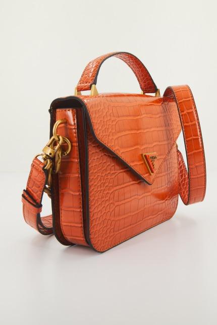 GUESS RETOUR TOP HANDLE FLAP en color MARRON CLARO (2)