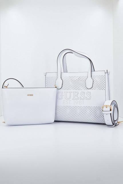 GUESS HWWH KATEY PERF SMALL TOTE en color BLANCO (1)