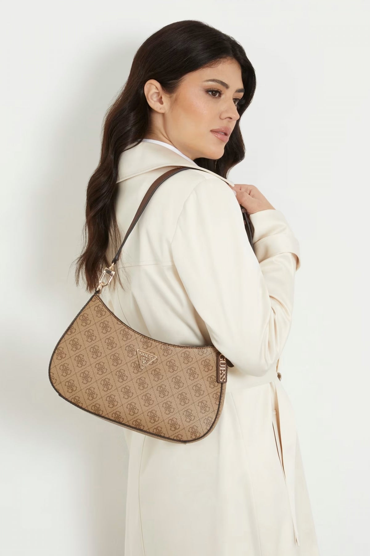 GUESS NOELLE TOP ZIPSHOULDE en color MARRON (4)
