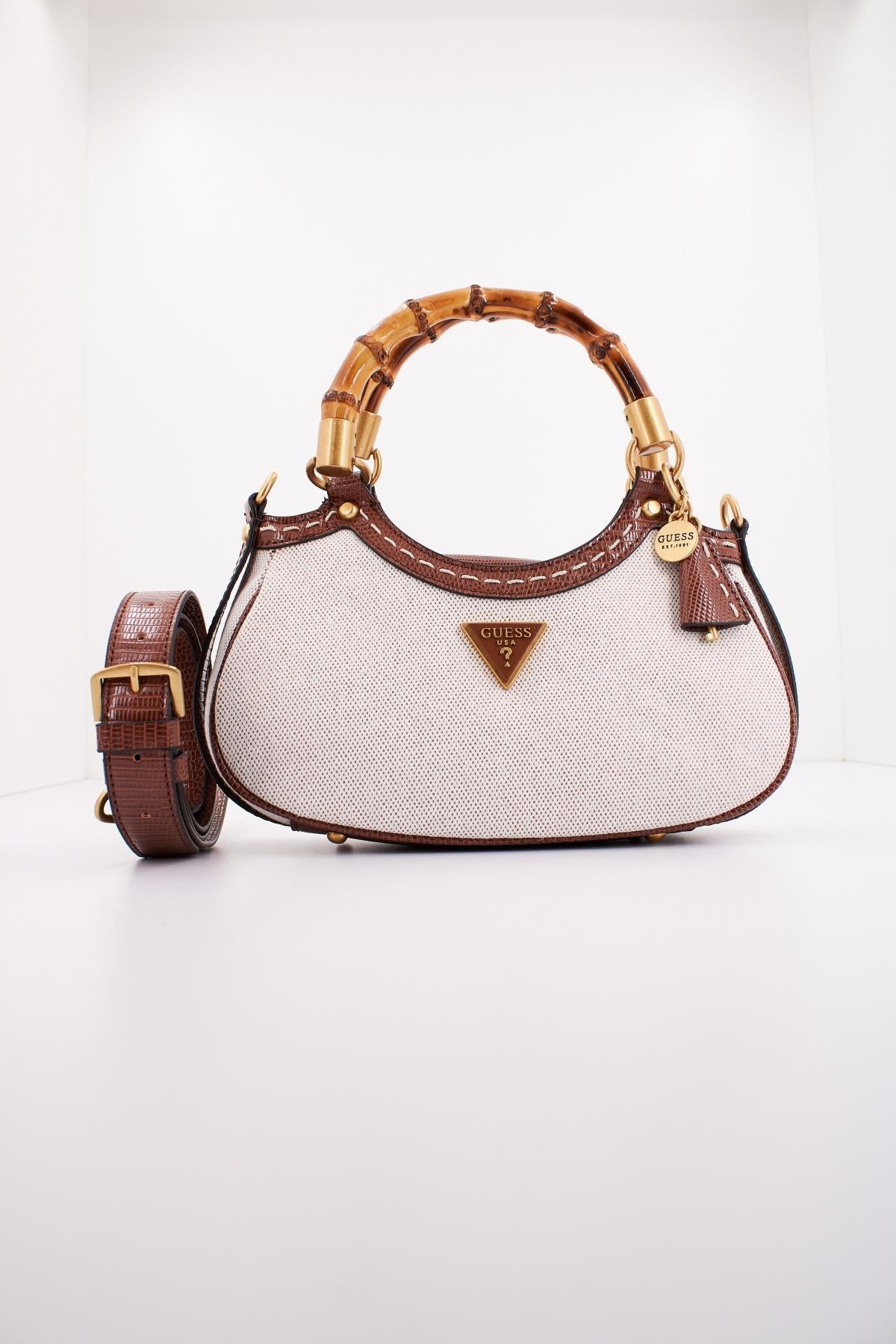 GUESS ZABRY MINI SATCHEL en color BEIS (1)
