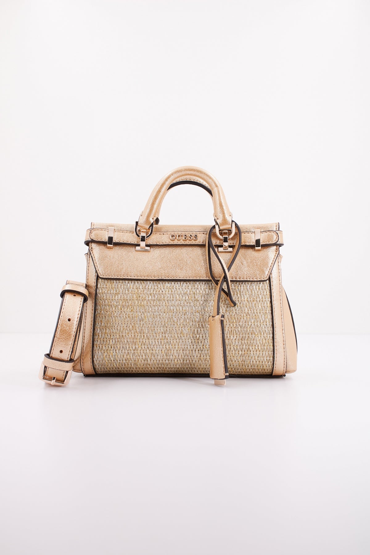 GUESS SESTRI MINI SATCHEL en color ORO (1)