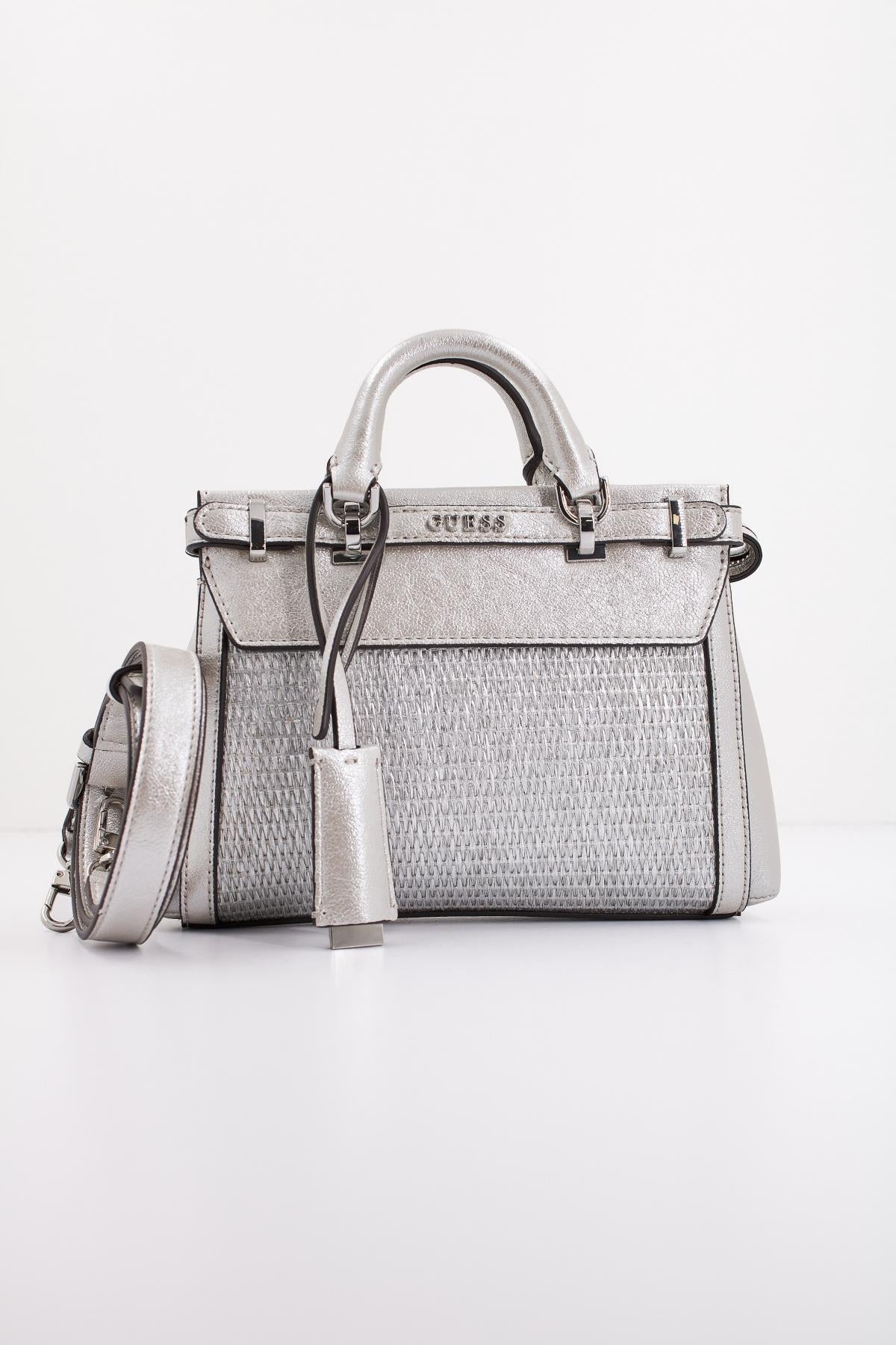 GUESS SESTRI MINI SATCHEL en color PLATA (1)